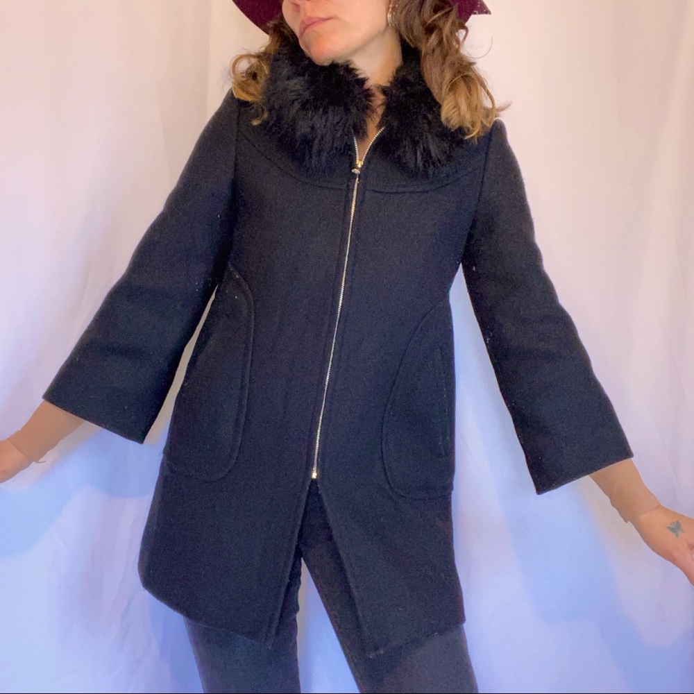 Zara Removable Fur Collar Coat S